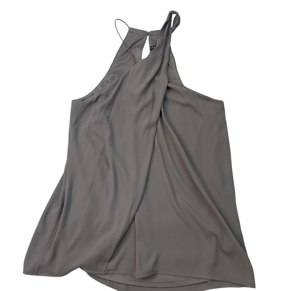 Express Gray Tank Style Blouse Dressy Size Small Lightweight High Neck